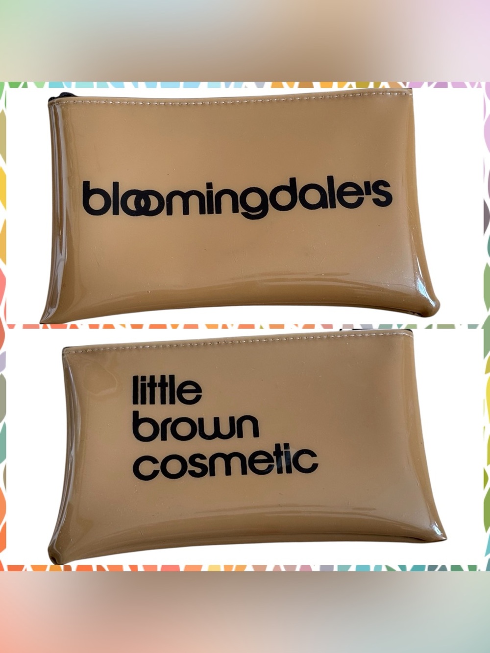 Bloomingdale’s Little Brown Cosmetic Pouch Makeup Bag Brown Vinyl